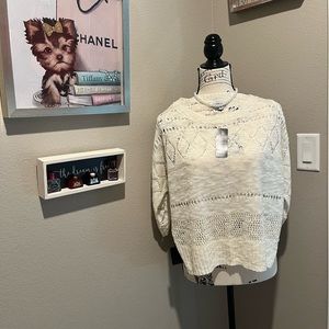 Bebe top Dolman crochet top new with 🏷 size small/ XS stunning Bebe piece!🔥🔥